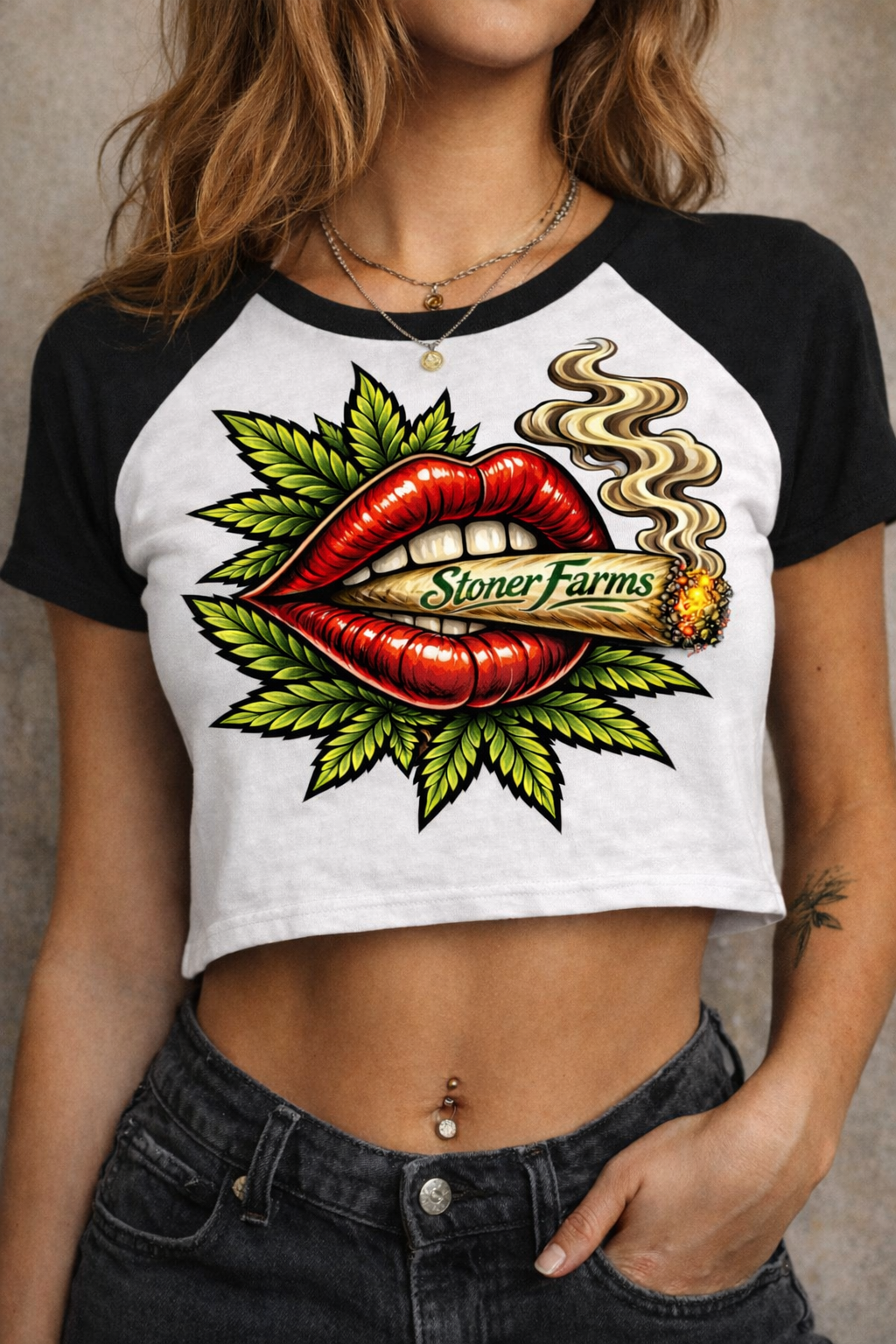 Stoner Farms Lips Crop Tee