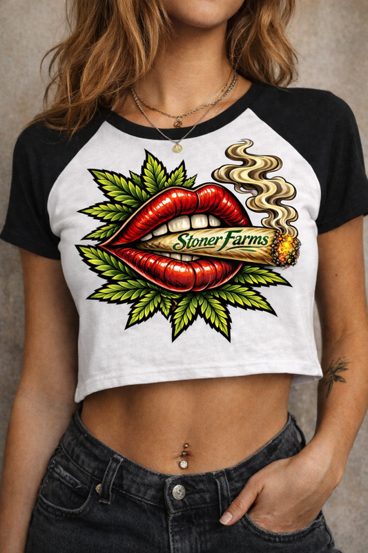 Stoner Farms Lips Crop Tee